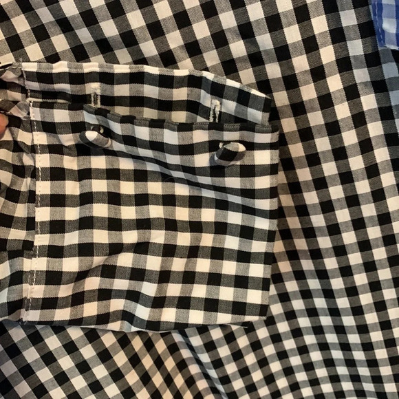 ASOS size 8 long sleeve light weight cotton black check gingham mini dress ties - Picture 4 of 5